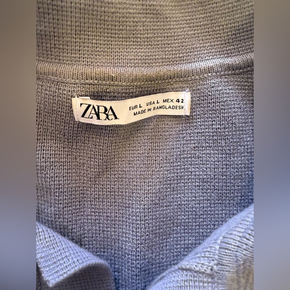 Zara Sweater Collar Fell Explorer Printed At The Back Gray Size M Haft Bottom - Picture 11 of 15